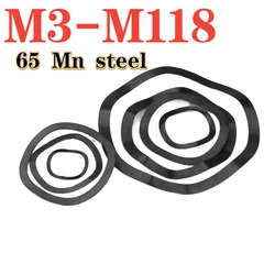 Wave Shaped Spring Washer Black 65Mn Carbon Steel Three Wave Peak M3 M4 M5 M6 M8-M118 Spring Washer Elastic Washer