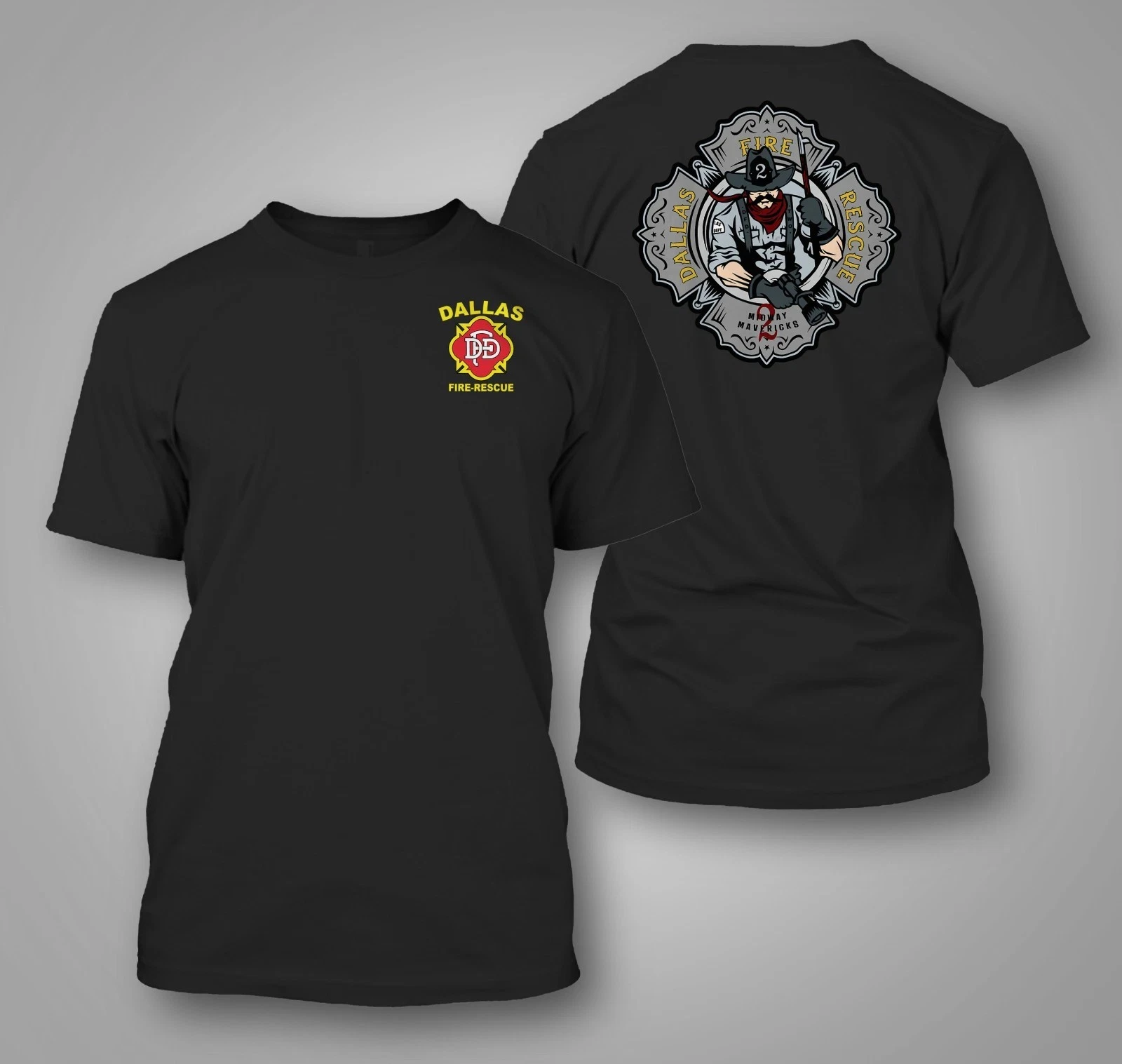Hot Sale Dallas Fire Rescue Fire Department - Custom Men's Back and Front T-Shirt Tee