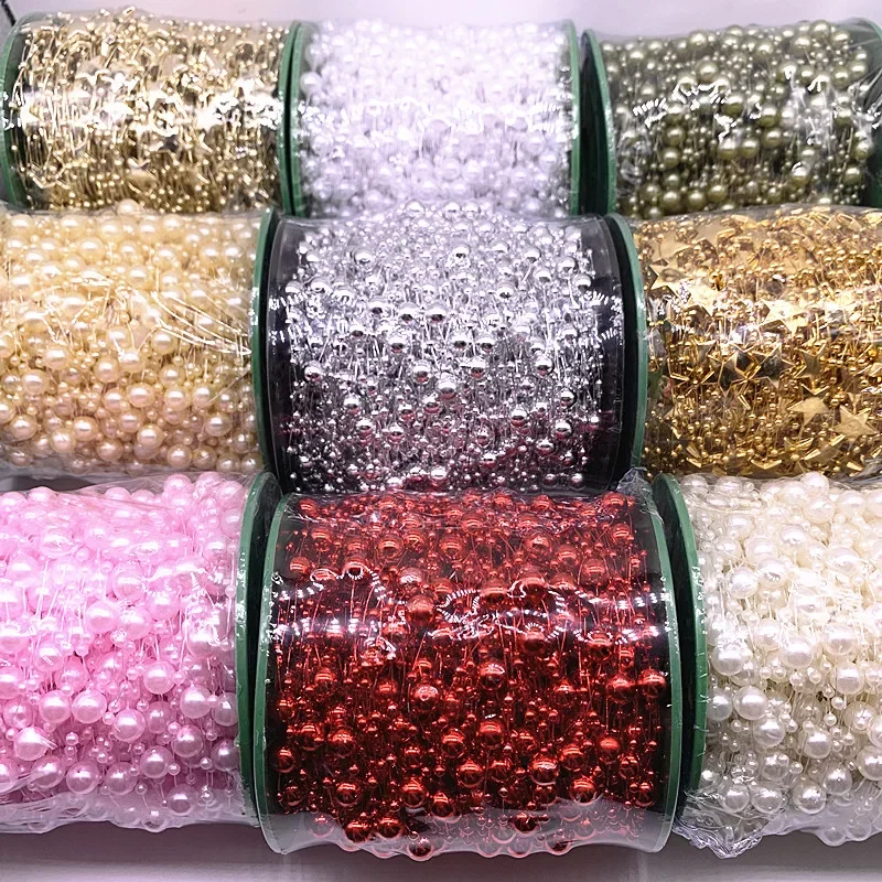 New 5 Yards 3-8mm Fishing Line Artificial Pearls Flower Beads Chain Garland Flowers Wedding Party Decoration Diy Accessories