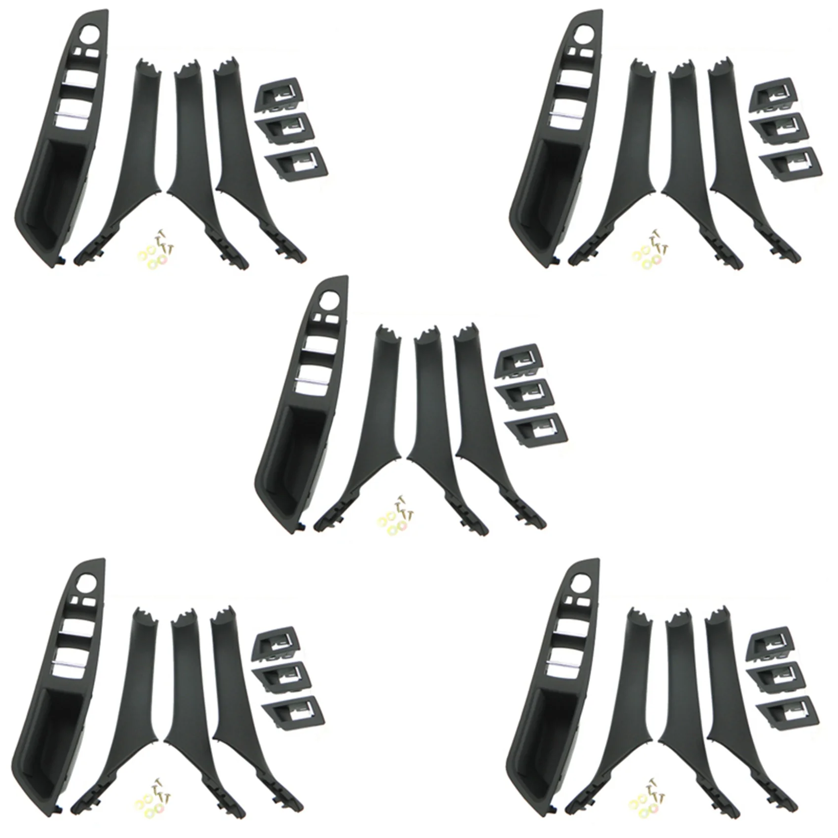 35x RHD Car Interior Door Handle Inner Door Panel Pull Trim Cover for -Bmw 5 Serie F10 F11 520 525 Black RHD