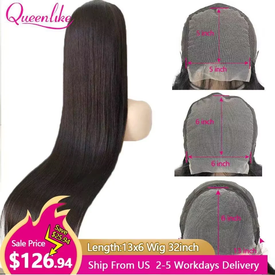 36 34 32 inch 5x5 6x6 Lace Closure Wig 42 40 30 inch Long Thick 13x6 Pre Plucked Straight Human Hair Lace Frontal Wigs For Women