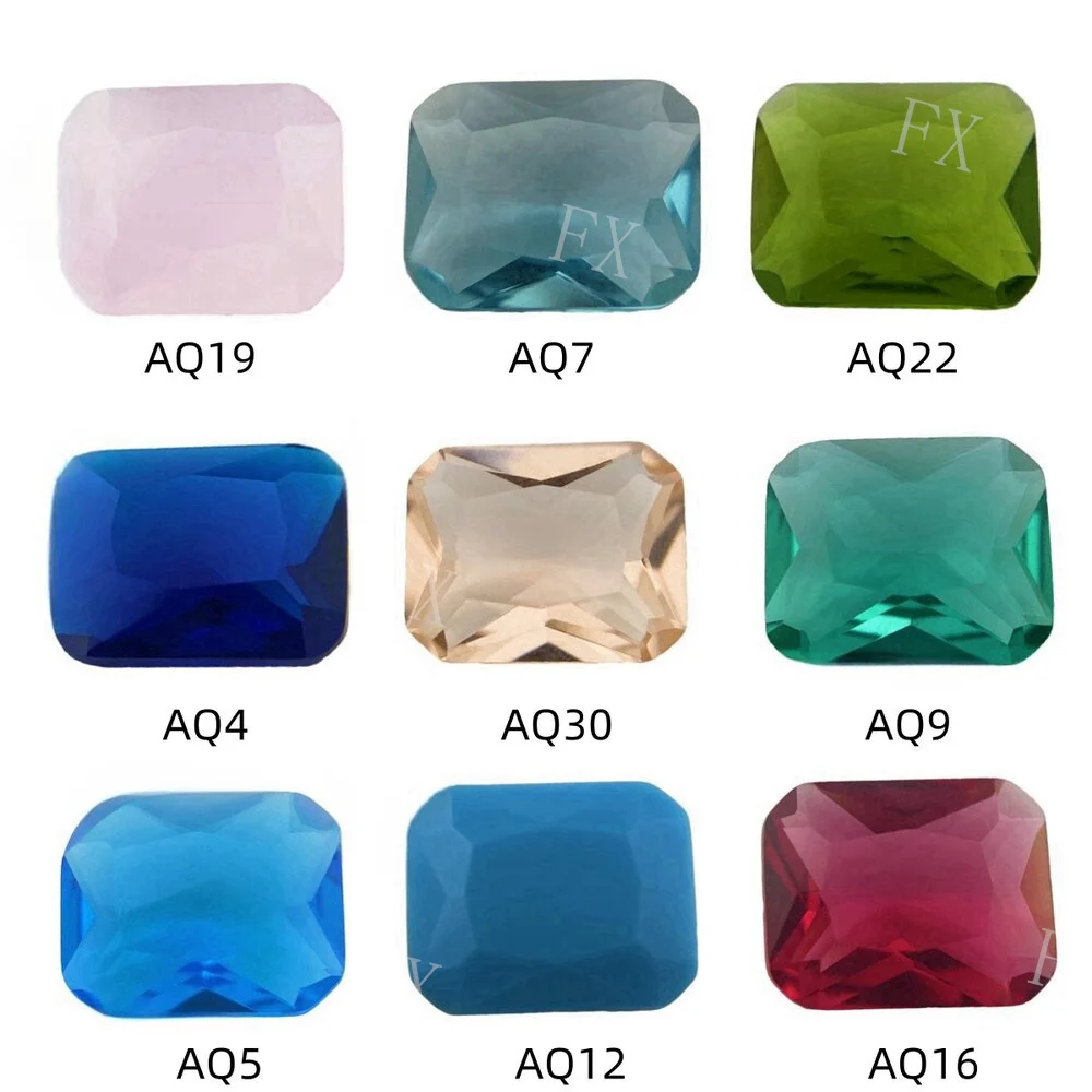 

Octangle Cut Loose 5A Glass beads 2x3~10x14mm Synthetic Gems for Jewelry Making Red Blue Pink Green White 21 colors WuZhouGems