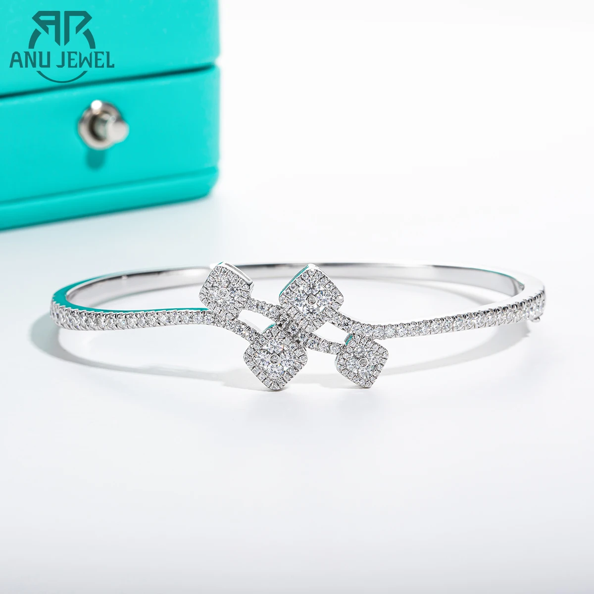 

AnuJewel 1.42cttw D Color Moissanite Diamond Classic Luxury Bracelet On Hand 925 Sterling Silver Wedding Bracelets For Woman