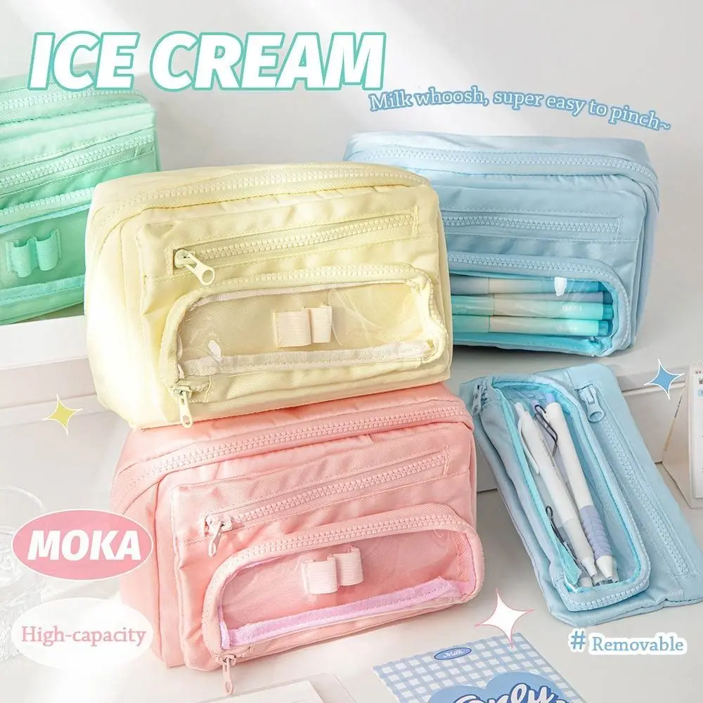 

New Canvas Pen Bag Large Capacity Multifunctional Pencil Case Macaron Color Pen Box Students