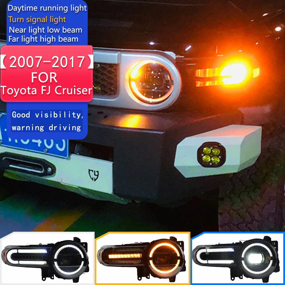 

Автомобильный Стайлинг, фары для Toyota FJ Cruiser 2007-2017 FJ150, светодиодные фары, линзы проектора DRL, автоаксессуары