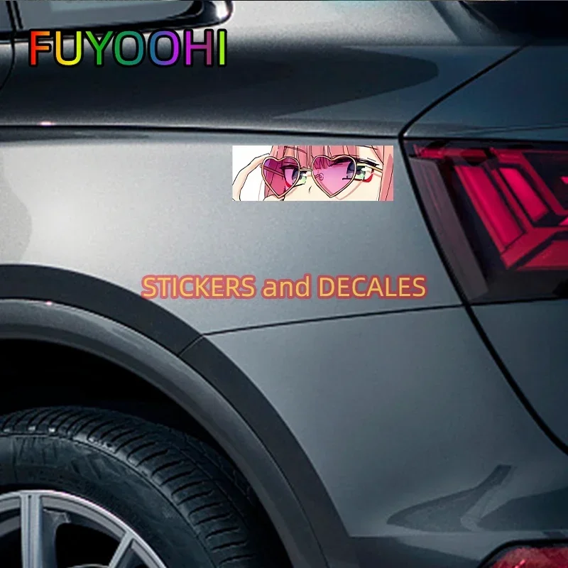 FUYOOHI أنيمي Peeker صفر اثنين ملصقات السيارات واقية من الشمس مقاوم للماء لوح التزلج مرآة الرؤية الخلفية ملصق حائط من الفينيل لسيارات الدفع الرباعي JDM RV
