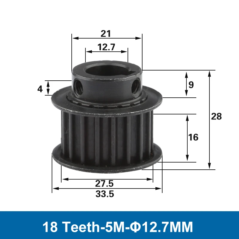 Imagem -04 - Dente do Arco 18 Dente Htd 5m Furo Sincronizado Síncrono da Polia 12.7 mm 14 mm Apropriado para a Largura da Correia 13 14.5 15 mm Porca 18 t Polia Cronometrando