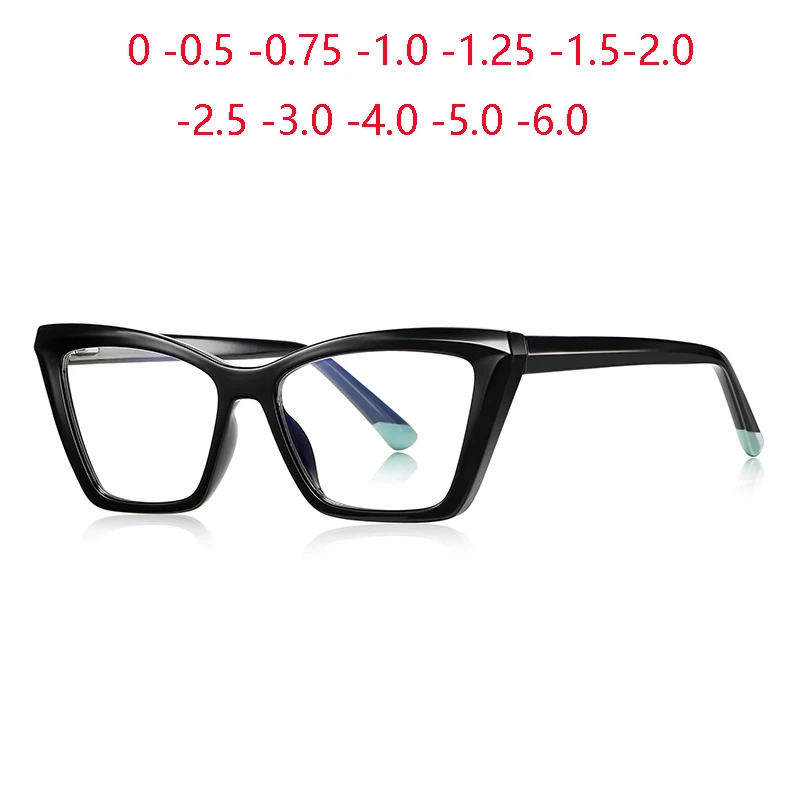 Blue Light Blocking Student Cat Eye Nearsighted Glasses For Women TR90 Myopes Lunettes Female Prescription 0 -0.5 -0.75 To -6.0