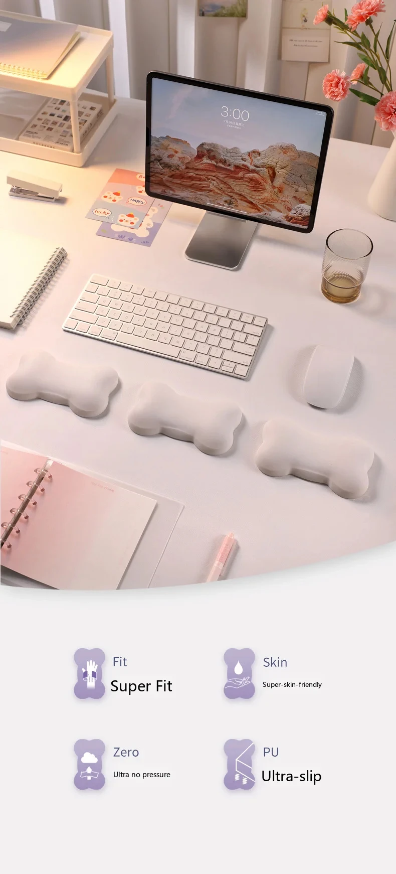 Leder-Silikon-Handgelenkauflage Mauspad Ergonomische Schreibtischunterlage für Büro und Gaming 5 Klassische Farben – Detail 1