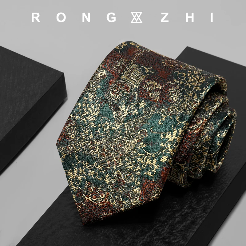 rongzhi-mulberry-silk-fabric-men's-classic-retro-pattern-high-end-business-tie-british-fashion-trend-style