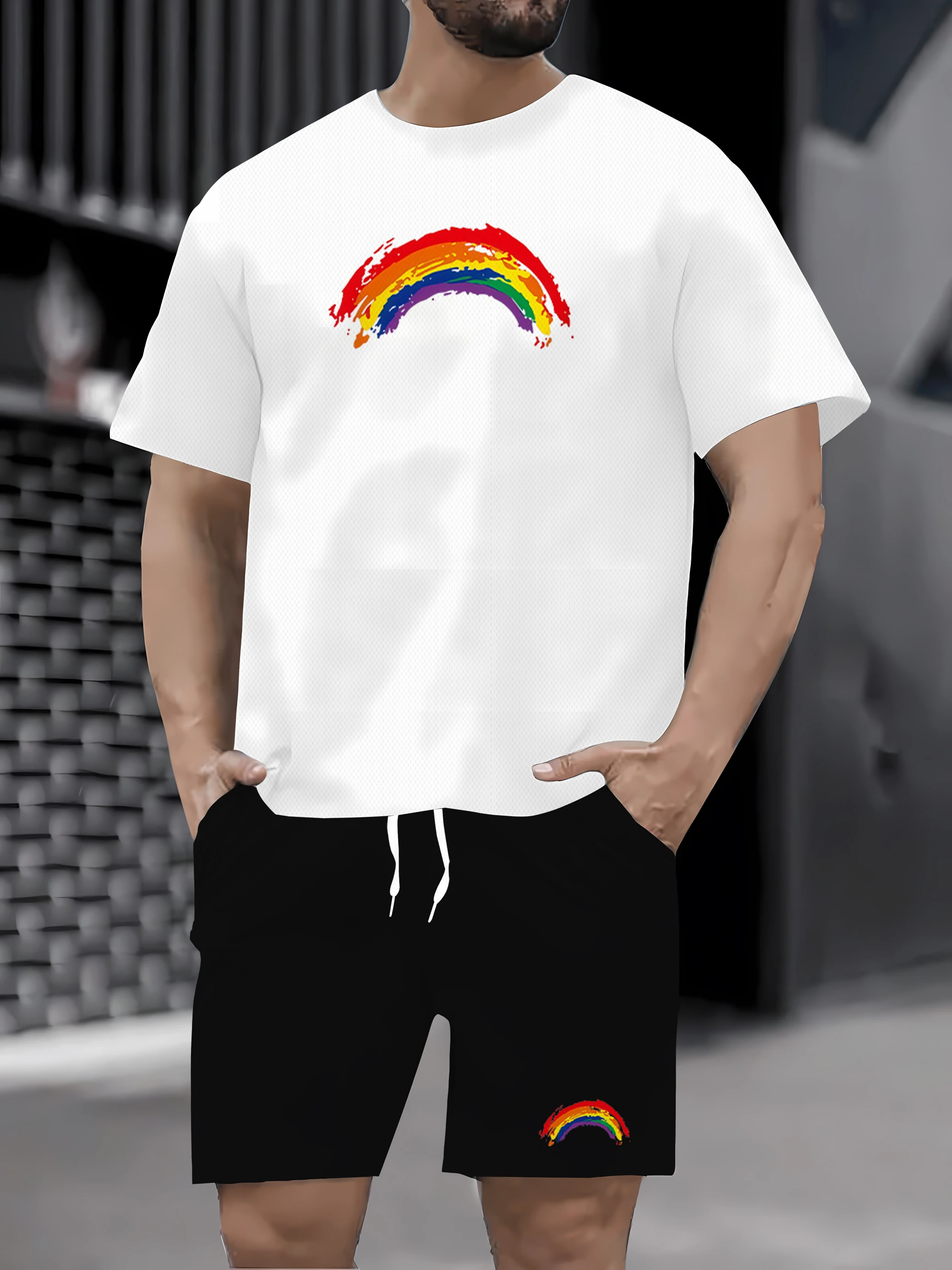 

2025 men's casual short sleeved T-shirt and shorts set, adult basketball jogging 2-piece set, men's clothing