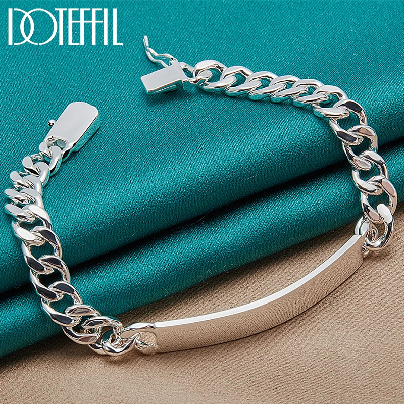 DOTEFFIL 925 Sterling Silver 8mm Smooth Sideways Bracelet For Men Woman Charm Wedding Engagement Party Fashion Jewelry