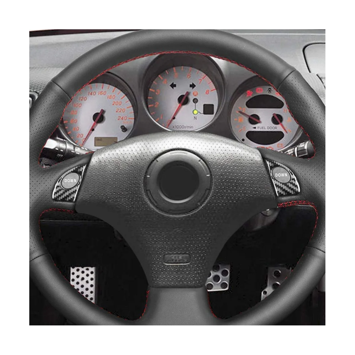 For Celica 2000-2005 Soft Carbon Fiber Car Steering Wheel Button Cover Trim Sticker