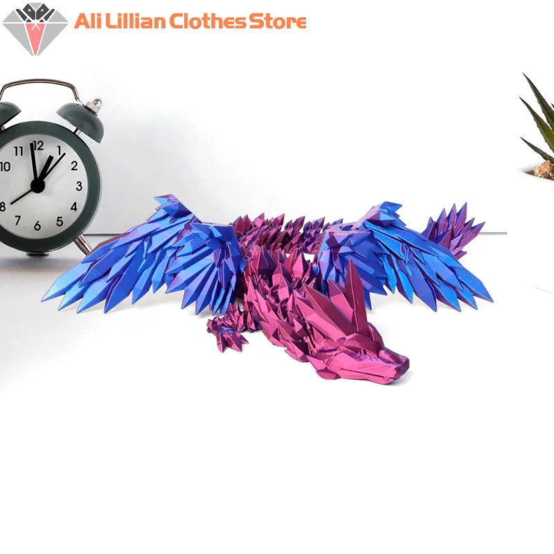 3D Printed Flying Dragon Articulated Dragon Western Style Joint Movable Dragon Model Home Desktop Craft Ornament