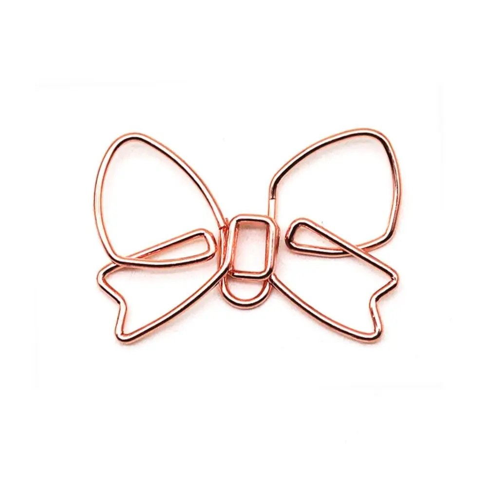 

10PCS Paper Decorative Metal Bowknot Paper Clips Creative Gold Bookmark Clip Special-shaped Paper Clamps Office/School