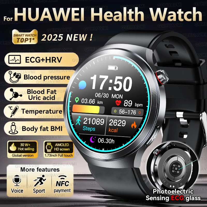 

2025 для HUAWEI AI Diagnosis Health Nursing Смарт-часы для мужчин ЭКГ Мочевая кислота Липиды в крови Анализ тела Bluetooth Call SmartWatchs