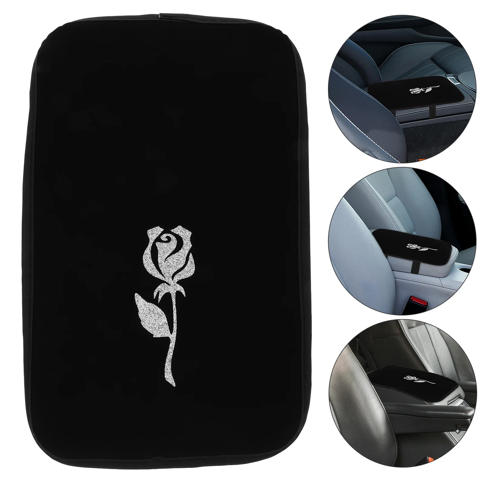 

PU Armrest Box Cushion Rose Print Car Center Console Pad Stylish Car Armrest Pad Interior Center Console Cover