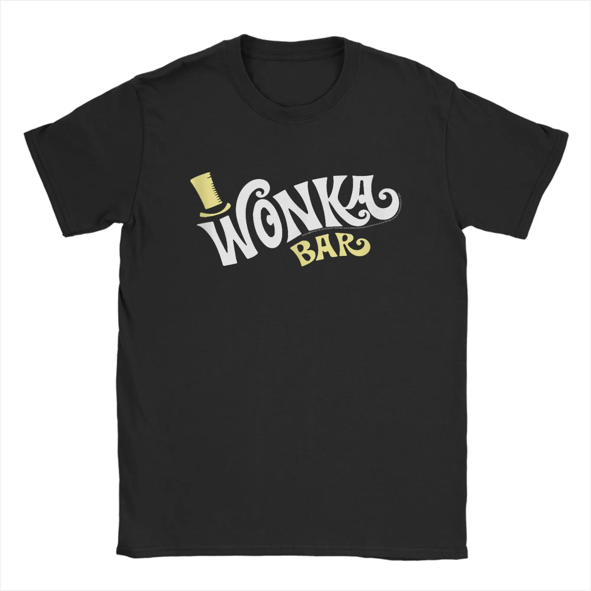 Novedad Willy Wonka y The Chocolate Factory Wonka Bar camisetas de película para hombres cuello redondo Camisetas de algodón puro camisetas de manga corta