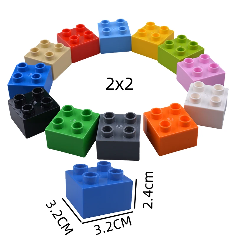 10Pcs 2X2 Big Size Colorful Building Blocks Large 2*2 Dot Thick Bricks Educational Creative Kid Toys Compatible