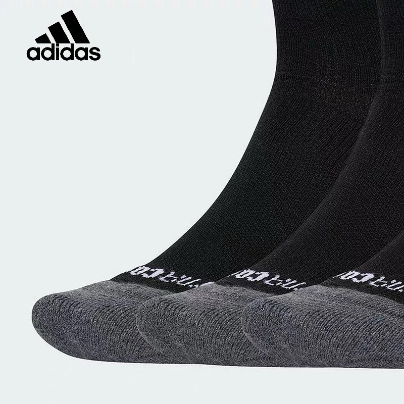 Didas 3 Pairs Unisex Black Sports Socks Breathable Cushioned Mid Calf Socks Men Women Running Gym Training Athletic Socks JC6411