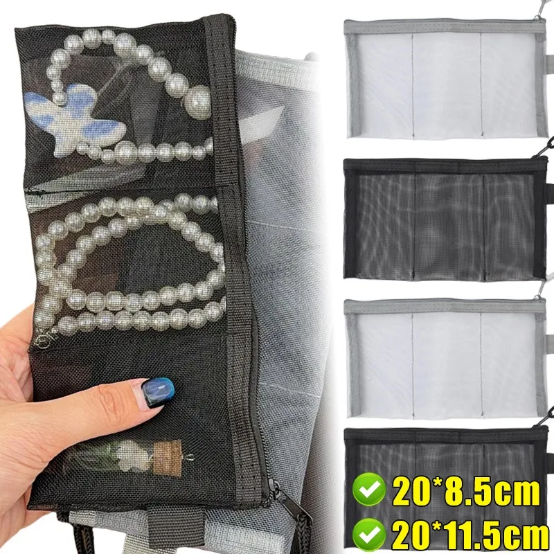Travel Cable Organizer Bag Mesh Jewely Necklace Bracelet Mesh Storage Case Accessorie Pouch Earphone Power Organizer Bag Outdoor