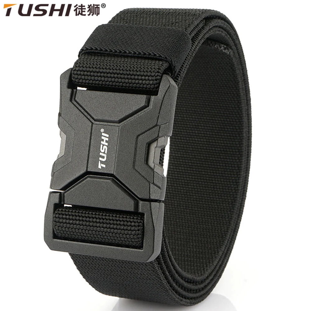 

TUSHI Belt Tactical Belt For Men Metal Quick Release Nylon Elastic Belt Military Belt Jeans Pants Belt EDC Outdoor Sports Girdle