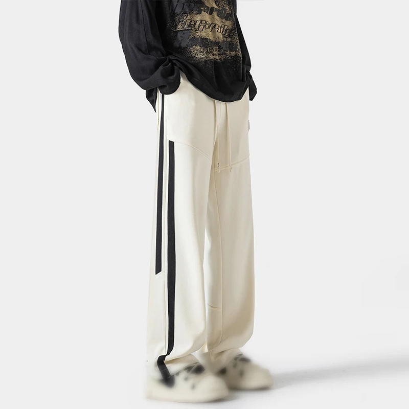 Men's Sweatpants Casual Baggy Jogging Pants Side Patchwork Straight Trousers Autumn New Male Oversize Harem Pants