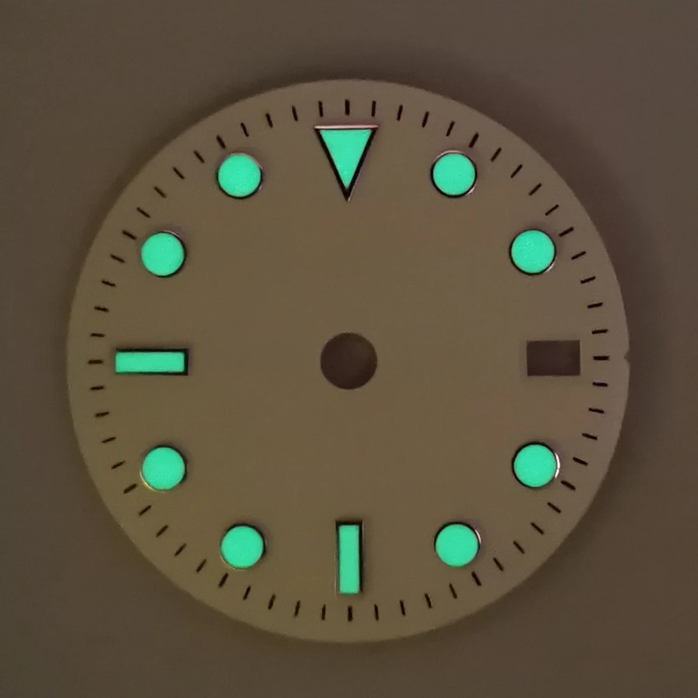 29MM Green Luminous Watch Dial Modified Watch Accessories GMT Four-Hand Watch Faces for Japan NH34 Movement