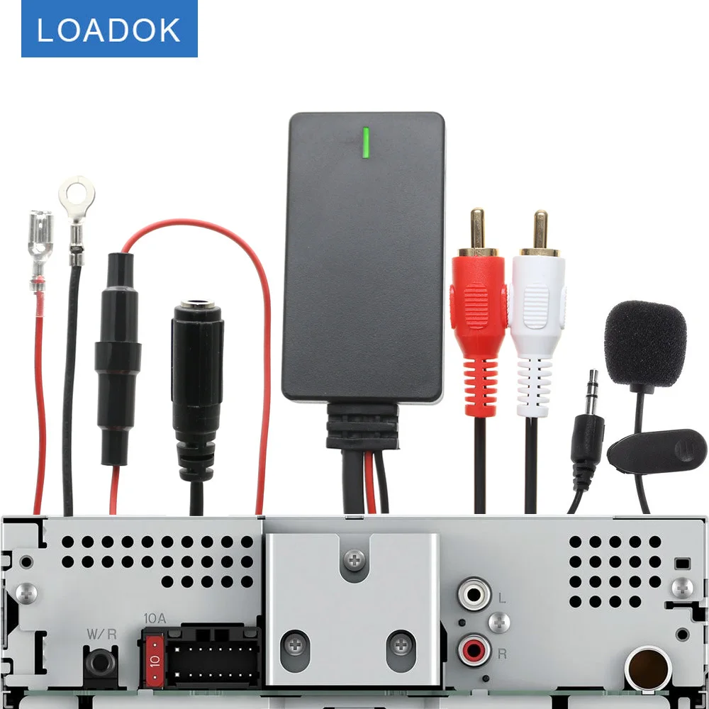

Universal Bluetooth Car Kit Phone Call Handsfree Microphone AUX 2 RCA Cable Adapter for Truck Auto Speaker Radio Stereo Audio In
