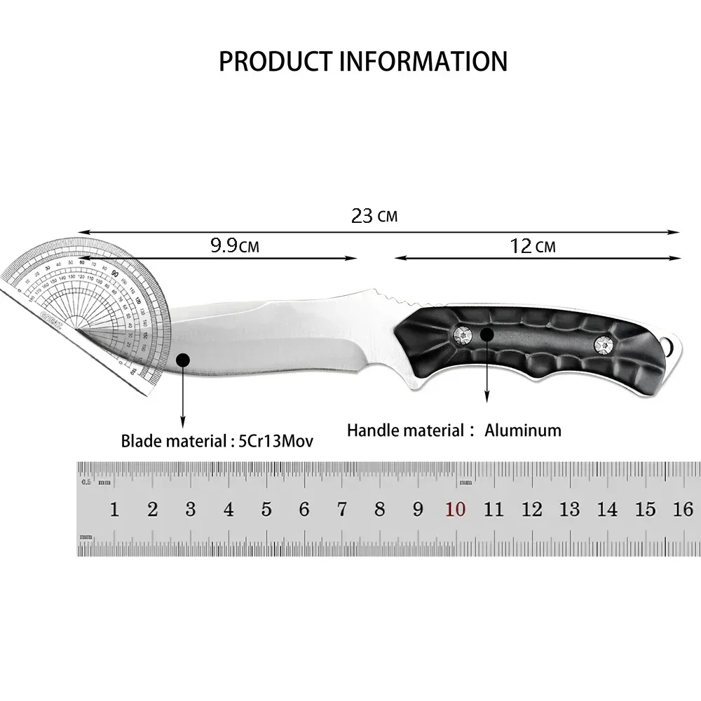 Model K603 Hunting Fixed Blade Knife 5Cr13Mov Blade Aluminum Handle Rescue Survival Knives Jungle Tactical Tool with Sheath