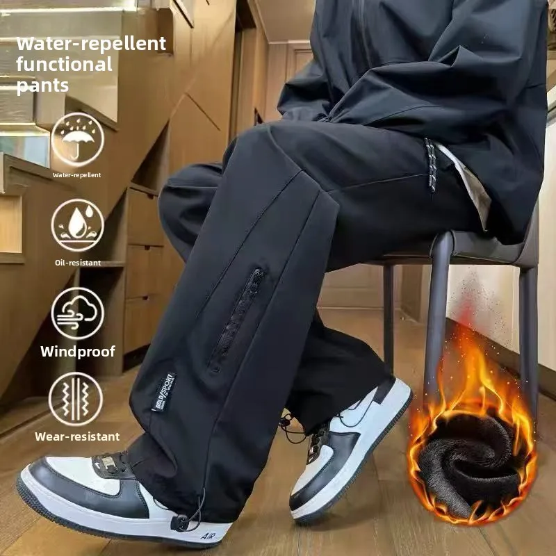 

American Sle Men's Bla Outdoor Waterproof Windproof Hiking Pants Straight Leg Loose Casual Long Trousers Workwear