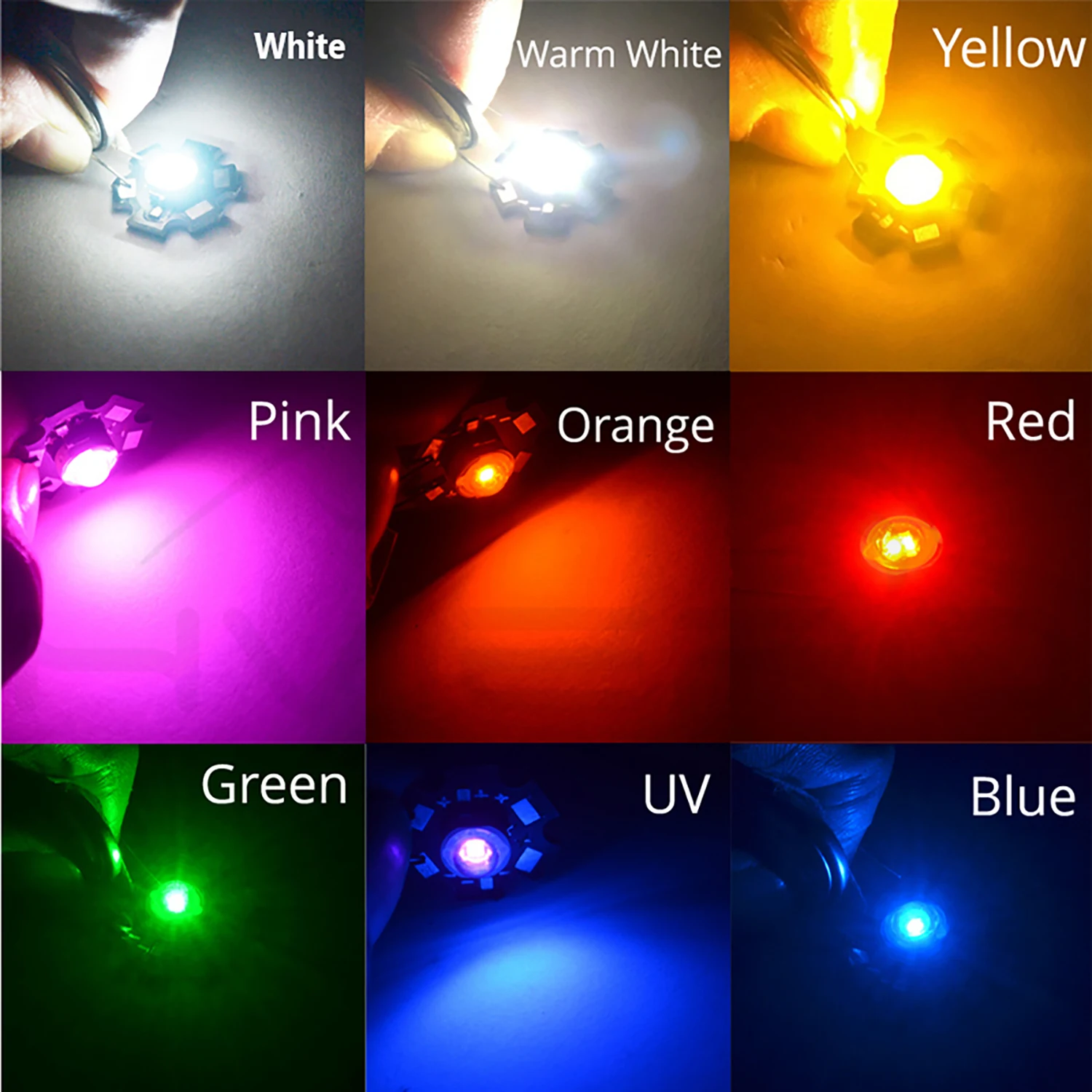 50 Pieces 1W 3W High LED Power UV Warm White/Cool White/Natural White/Red/Green/Blue/Royal Blue IR LED with 20mm Star PCB
