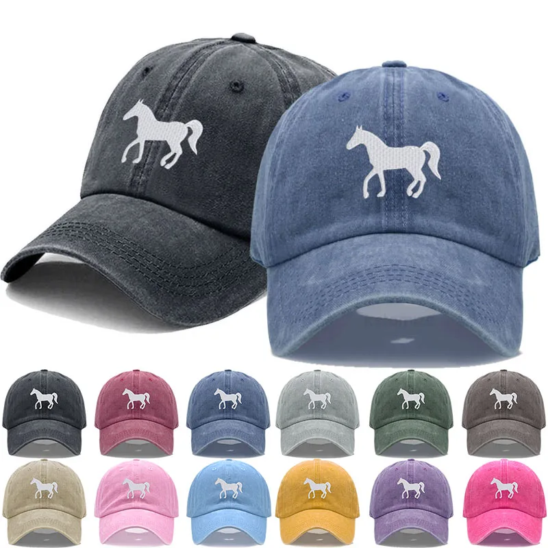 

Fine hors Embroidery Cotton Men Baseball Cap Fashion Women Hat Sport Visors Sun Hats Breathable Outdoor Sun Hat