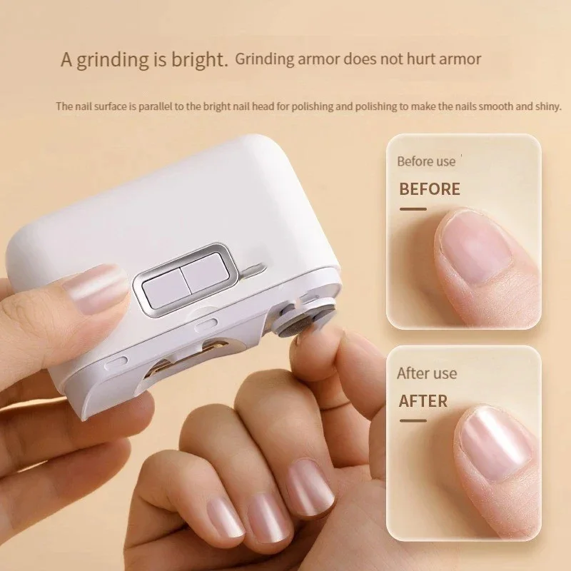 XIAOMI Mijia مقص أظافر كهربائي مع ضوء قابل لإعادة الشحن أوتوماتيكي 2 في 1 أداة تشذيب أظافر تلميع أداة قطع طحن الأظافر