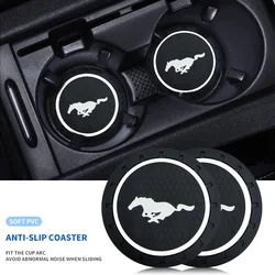 2pcs Car Styling Coaster Water Cup Holder Mat Decoration Car Accessories for Ford Mustang Shelby GT 350 500 Cobra 2016 2017 2018