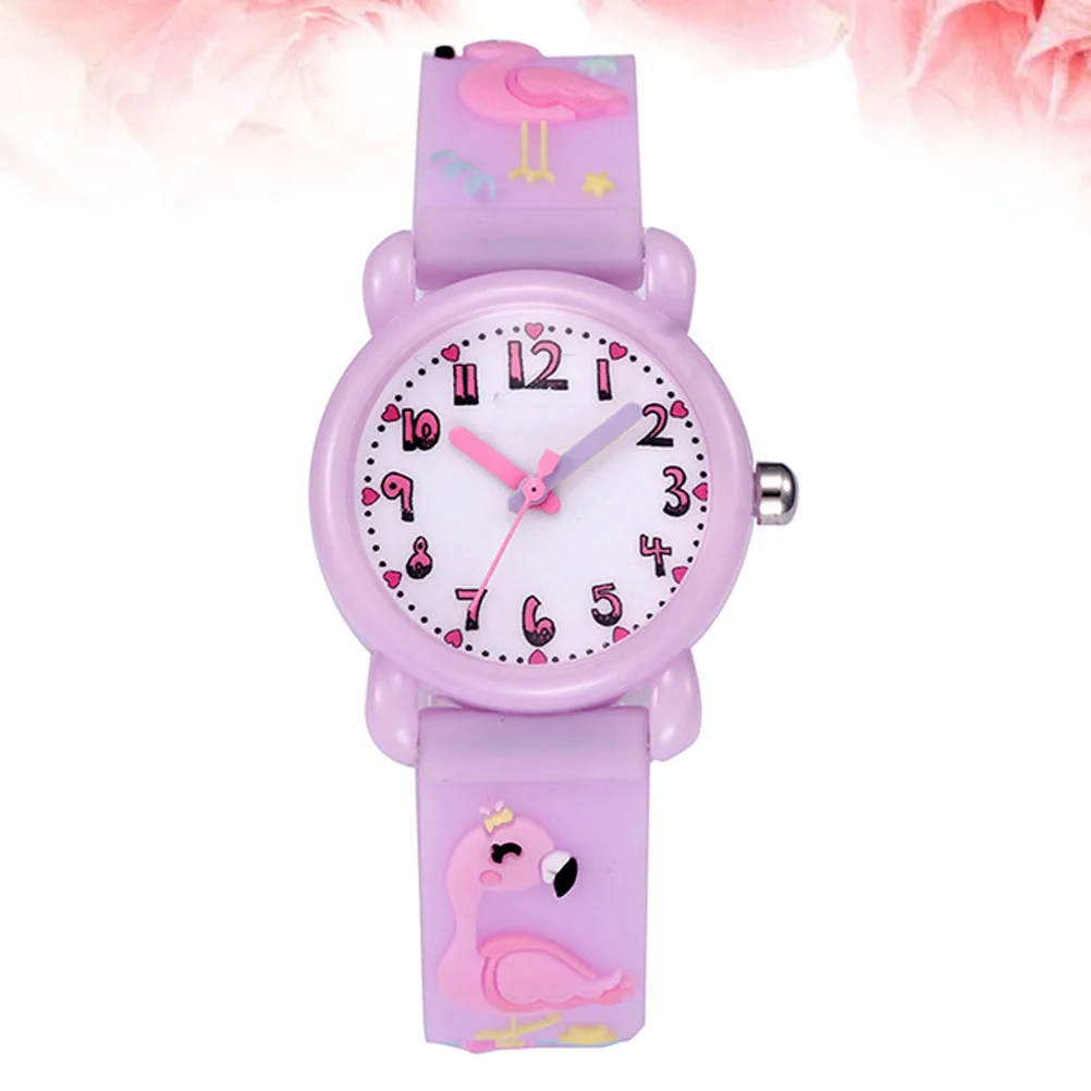 1Pcs Watch Flamingo Pattern Durable Strap Waterproof Cartoon 3D Wristwatch for Fashion Gift Watch