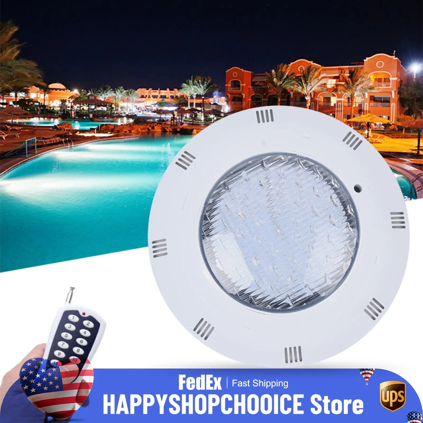 Lumière de piscine LED, éclairage de grande surface, lentille PC, plusieurs couleurs de lumière pour piscines, piscines de caractéristiques d'eau, parcs aquatiques 25W