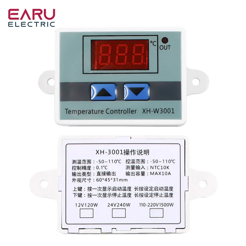 XH-W3001 10A 12V 24V 110V 220V LED Digital Thermostat Temperature Controller Thermoregulator Thermometer Temp Control Regulator