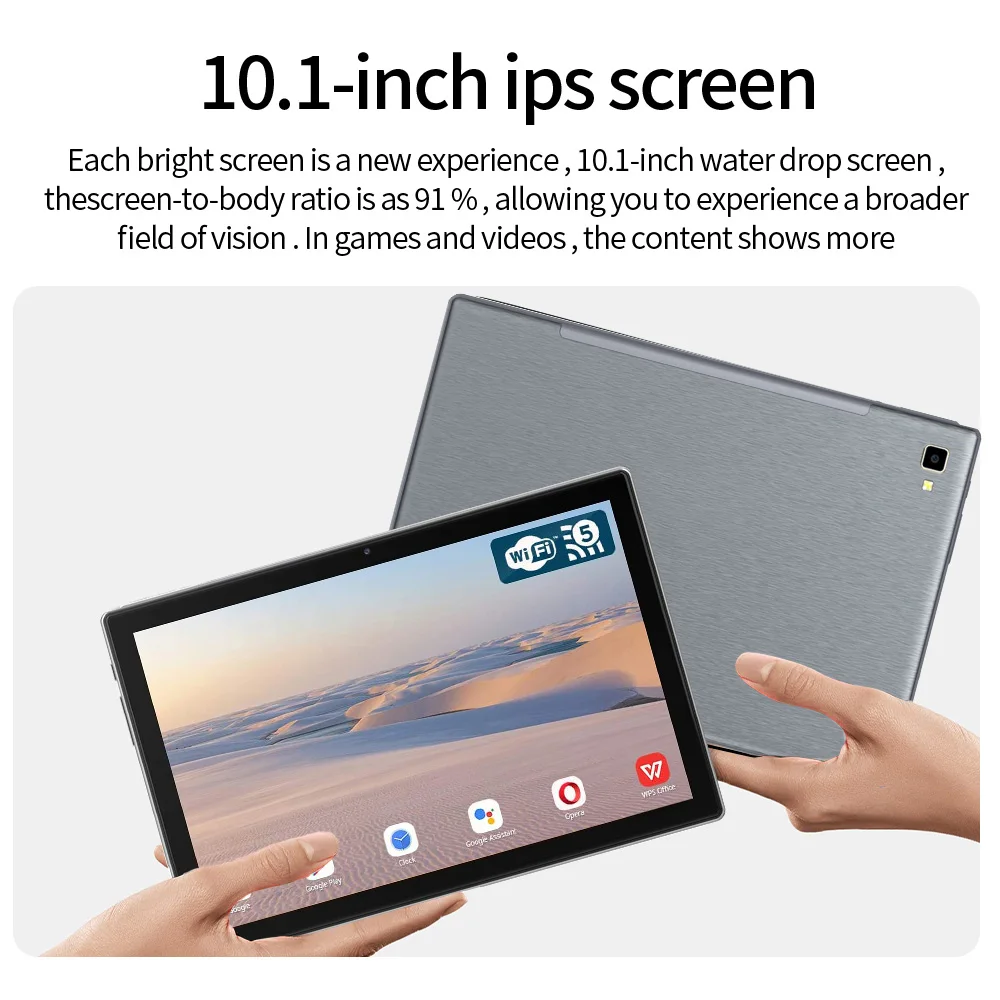 Tablette Android 10.1 avec écran tactile HD de 10.1 pouces, 8 Go de RAM, 256 Go, divertissement, carte d'apprentissage, 8 cœurs, 6000 mAh, originale, neuve