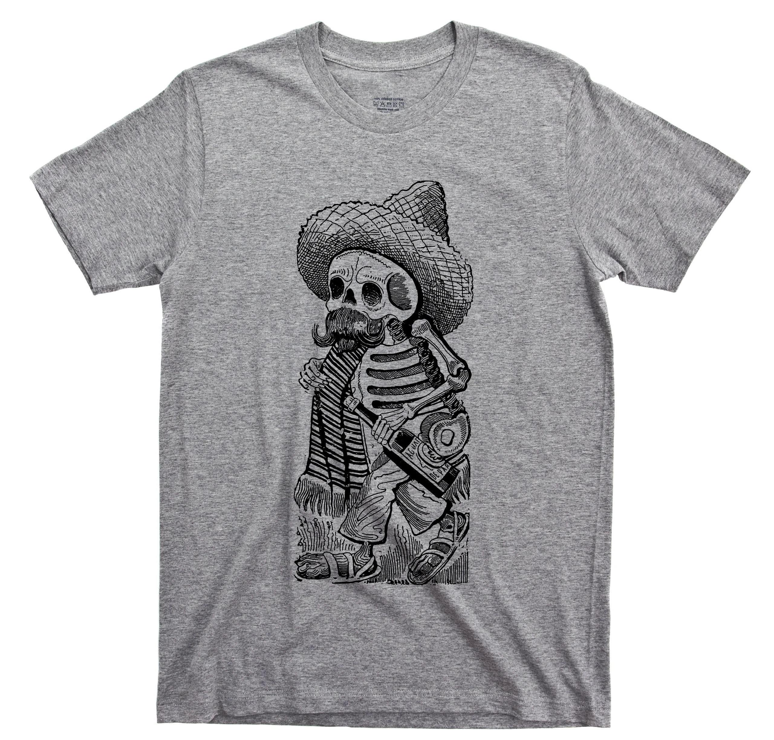 تي شيرت Maderista Calavera فنان الثورة المكسيكية الشهيرة خوسيه غوادالوبي بوسادا فيجنيت فيست كحول ميت عمل فني جرافيك تي شيرت