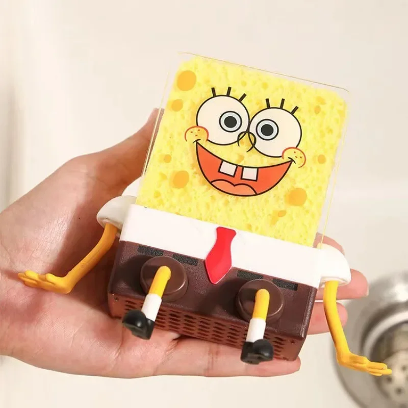 Kitchen Sink Wall Mounted Dishwashing Sponge Wipe, Reusable Cute Cartoon Double-sided Cleaning Brush, Kitchen Cleaning Tool