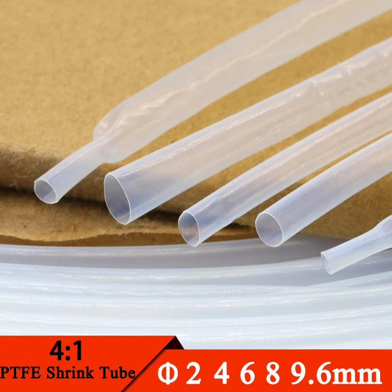 Diameter 2mm 4mm 6mm 8mm 9.6mm PTFE Heat Shrink Tube  4:1 Shrinkage Ratio High Temperature 260Deg. C/600V Translucent