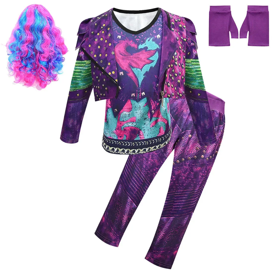 New Kids Audrey Costume for Girls Evie Mal Descendants 3 Cosplay Costumes  with Wig Kids Halloween Carnival Party Dress Pants Set - AliExpress 1501