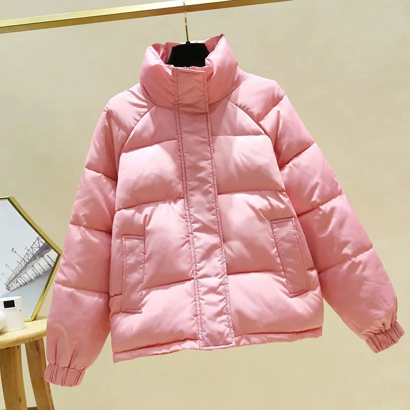 Winter Jacke Für Frauen Mantel Schwarz Stehkragen Oberbekleidung Parka Dicke Warme Baumwolle Puffer Jacke Gepolsterte Reißverschlüsse Weibliche Kleidung