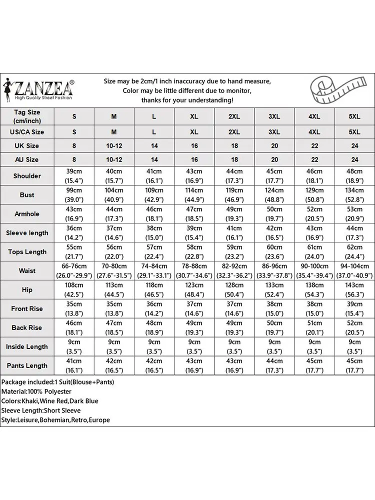 ZANZEA-Conjuntos curtos boêmios para mulheres, manga curta, estampas florais, blusa, calças, roupas casuais de praia, fatos de treino, verão, 2 pçs