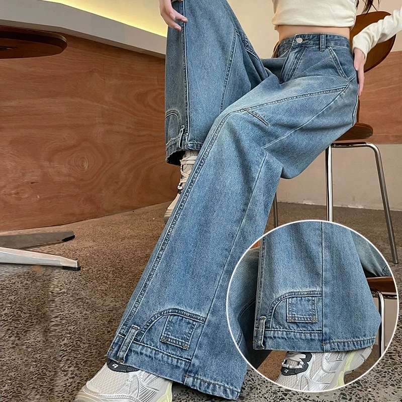 Jean à jambes larges pour femmes, rétro, taille haute, ample, Long, droit, décontracté, élégant, Streetwear, Denim, nouvelle collection automne 2025