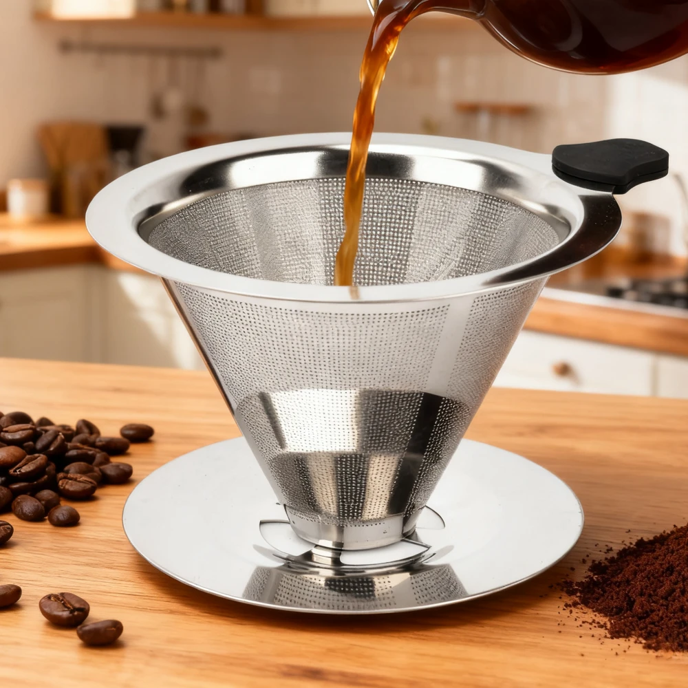 

Капельница для кофе, многоразовая чашка для кофе, чая, капельный фильтр, сетчатый держатель, воронка для наливания из нержавеющей стали, двойная сетка, дизайн, инструмент для кофе