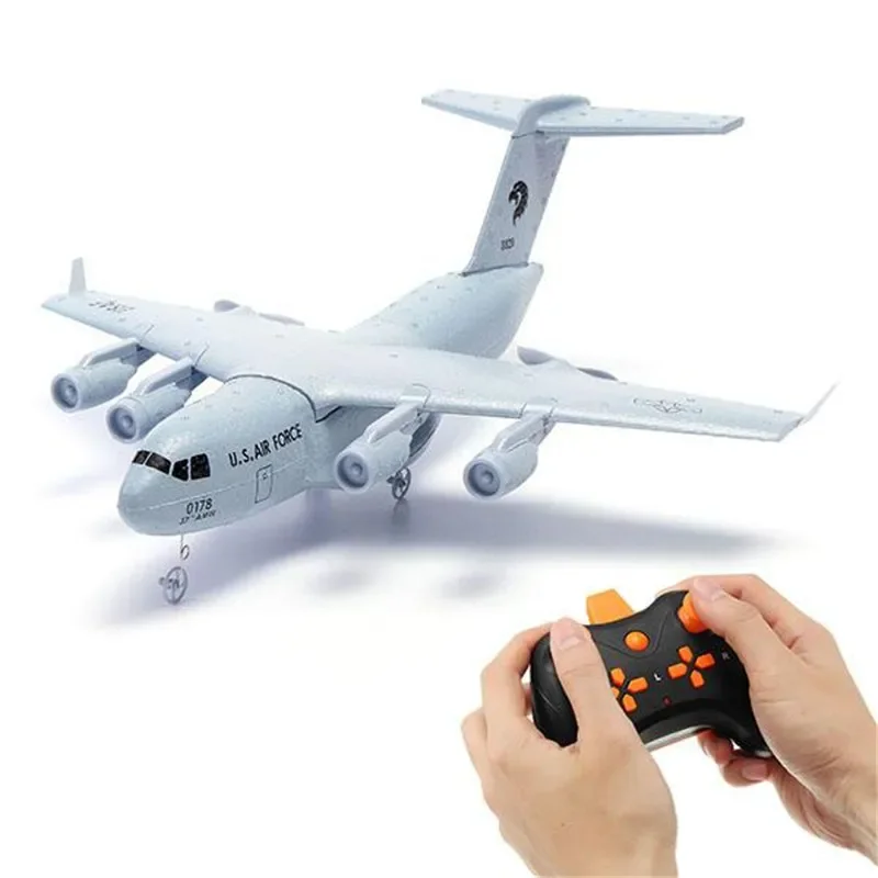 C-17 RC Drone DIY Aircraft Transport Aircraft 373mm Wingspan EPP RC Drone Airplane 2.4GHz 2CH 3-Axis Aircraft Toy for Children