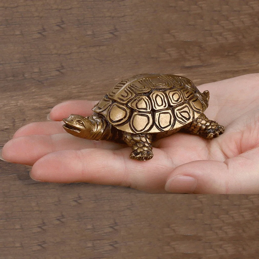 Resin Bronze Turtle Tortoise Statue Lucky Ornament Collectable Figurine Feng Shui Ornament for Office Home Decoration