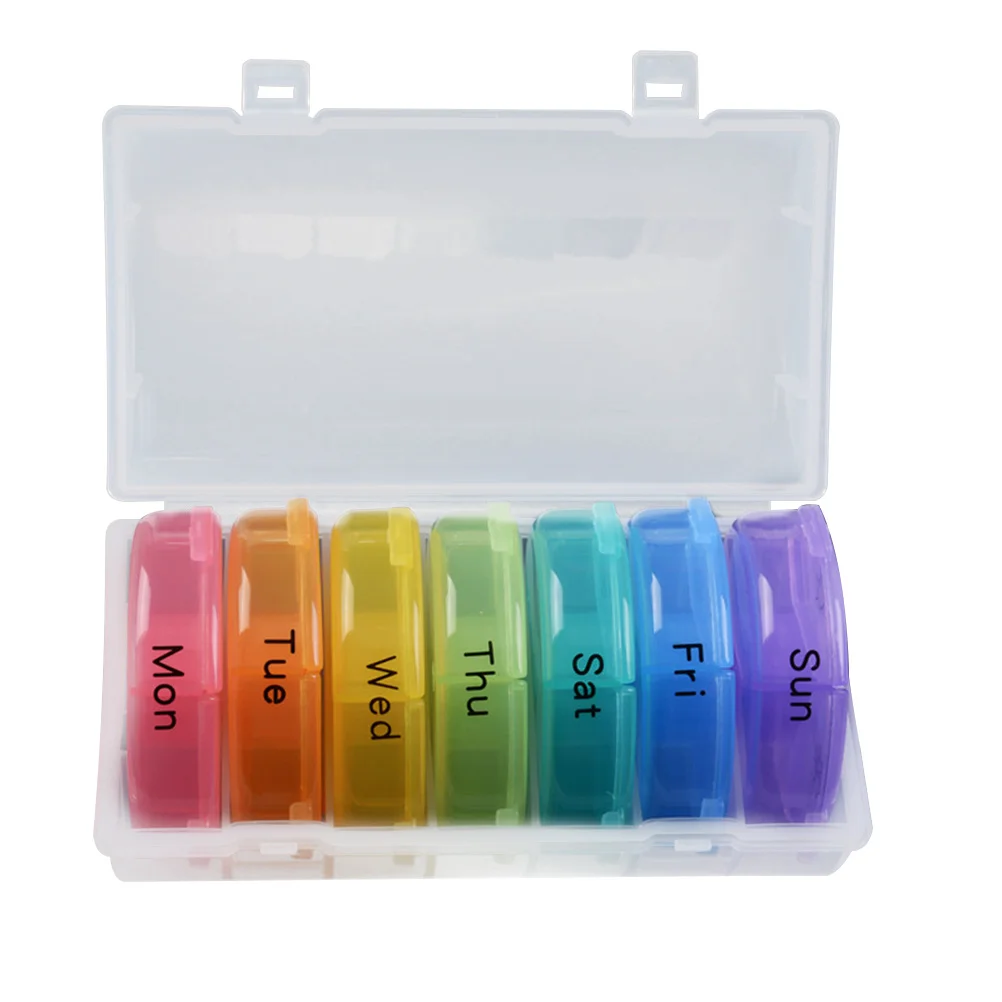 

Rainbow Pill Box 21 Compartments Organizer Portable Medicine Storage Container Travel Holder Cute Eco Friendly PP Wheat Straw